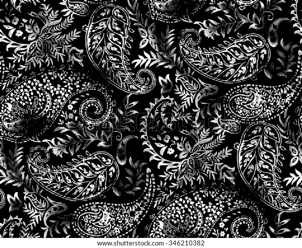 Black White Paisley Wallpaper Stock Vector (Royalty Free) 346210382