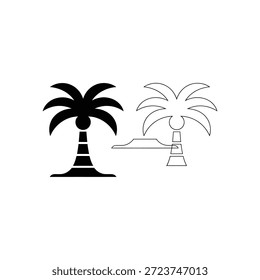 Ilustração de palmeira preta e branca com efeito de meio-tom
