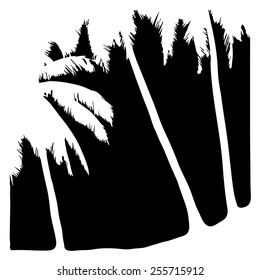 Black and white palm tree silhouettes. Vector illustration. Invert colors