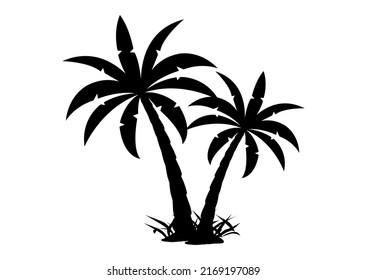 Palmeras negras y blancas aisladas en fondo blanco