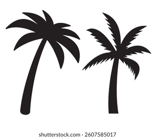 Black and white palm trees silhouettes