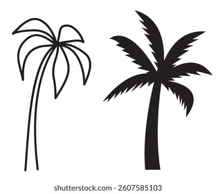 Black and white palm trees silhouettes