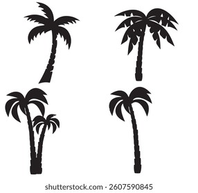 Black and white palm trees silhouettes