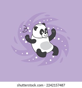 oso panda blanco y negro, con música balanceada
