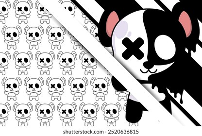 Schwarz-weiße Panda Puppe abstrakten Hintergrund, Muster, eps 10, editierbar.
