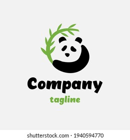 Black and White Panda and Green Bamboo Vector 