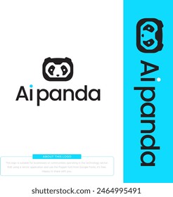 Schwarz-weißes Panda-Logo mit blauem Kreis