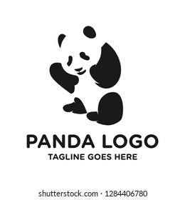 black and white panda logo design