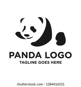 black and white panda logo design uses negative space