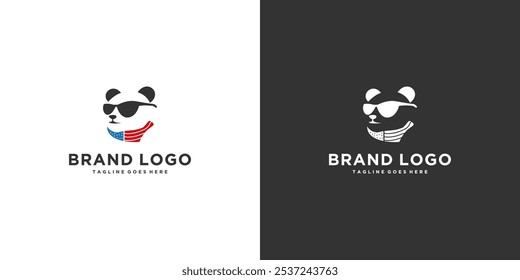 black and white panda logo scarf america
