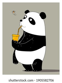 Ilustración vectorial de panda blanco y negro.