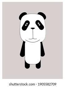 Black and white panda vector illustration.