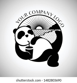 black and white panda wildlife china animal modern and simple logo design