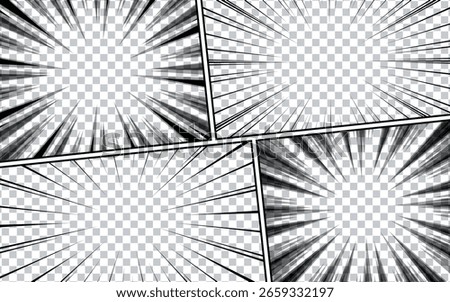Black and white panel manga comic with blank set.