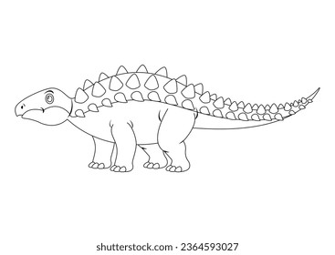 Black and White Panoplosaurus Dinosaur Cartoon Character Vector. Coloring Page of a Panoplosaurus Dinosaur