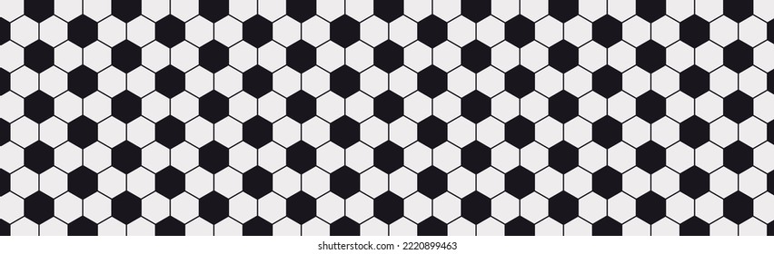 Black and white panoramic soccer background - Vector illustration