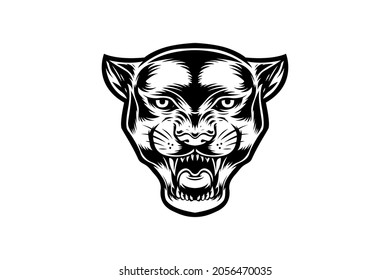 black and white panther vector drawing