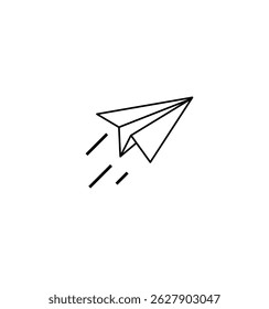 Black and white paper airplane image flying in the air