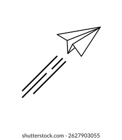 Black and white paper airplane image flying in the air