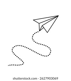 Black and white paper airplane image flying in the air