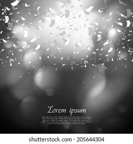 Black And White Paper Confetti Background. Abstract Modern Greeting Vector Design