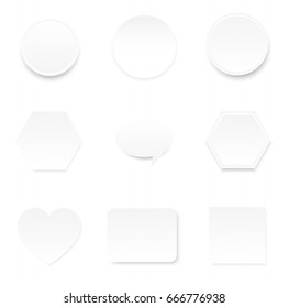 black white paper note in circle heart rectangular and hexagonal shape bubble speech for infographic background
