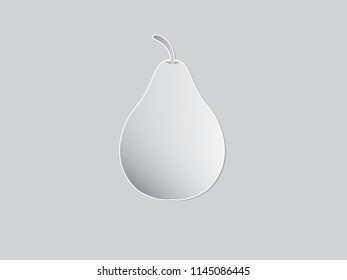 A black and white paper pear fruit on white page vector illustration