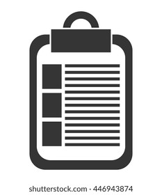 black and white paper sheet check list front view over isolated background, vector illustration 