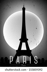 Black White Paris City Poster