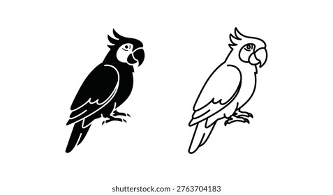 Black And White Parrot Designs Creative Art Vector