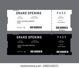 black and white party, concert, cinema, ticket set