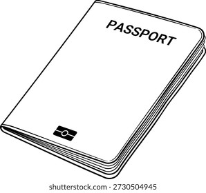 Black and white passport icon without background.