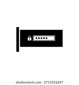 Icono de pantalla de seguridad y privacidad de Contraseña en blanco y negro