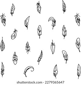 black and white patern feathers. Stencil. Get inspired with our poster perfect for your wall at home, work, kids' room, or for entrepreneurs.