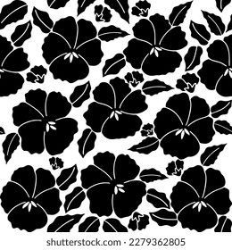 
black and white patern. Vector seamless pattern. Black flowers on a white background.