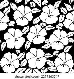 black and white patern. Vector seamless pattern. Black flowers on a white background. white flowers on a black background.