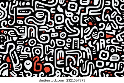 black and white pattern with an abstract pattern of letters and numbers, in the style of keith haring, animated gifs, tony cragg, trompe-l'œil illusionistic detail, minimalist figures, anton otto fisc