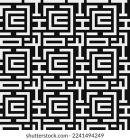Black and white pattern, abstract seamless fashion trend pattern fabric textures, pixel art vector monochrome illustration. Design for web and mobile app.