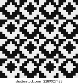 Patrón blanco y negro, texturas abstractas de tela de patrón de moda sin fisuras, ilustración monocromática del vector de arte de píxeles. Diseño para aplicaciones web y móviles.