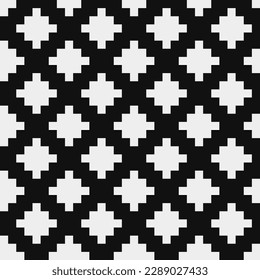 Black and white pattern, abstract seamless fashion trend pattern fabric textures, pixel art vector monochrome illustration. Design for web and mobile app.