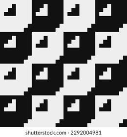 Black and white pattern, abstract seamless fashion trend pattern fabric textures, pixel art vector monochrome illustration. Design for web and mobile app.