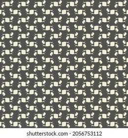 Patrón blanco y negro con símbolos abstractos y pequeños defectos. Diseño textil retro.