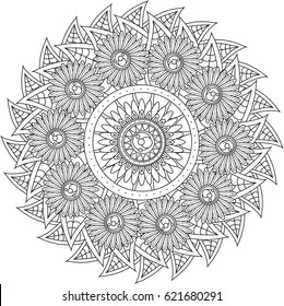 Black and white pattern for adult coloring book. Vector elements for design. Good for design of wrapping and textile.