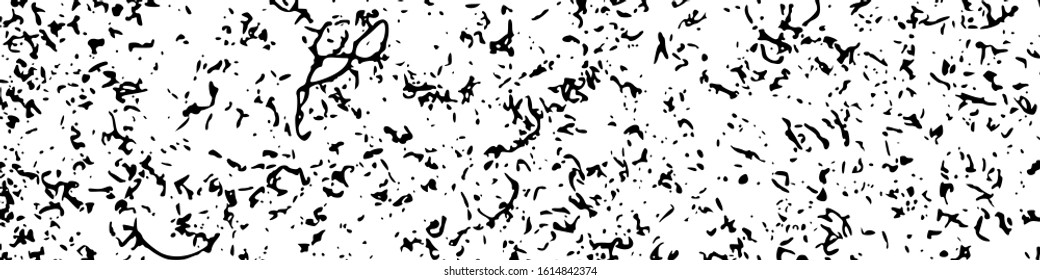 Black and white pattern backdrop. Scratches texture background. Overlay grunge. Wide horizontal long banner for site. Vector illustration,eps 10.