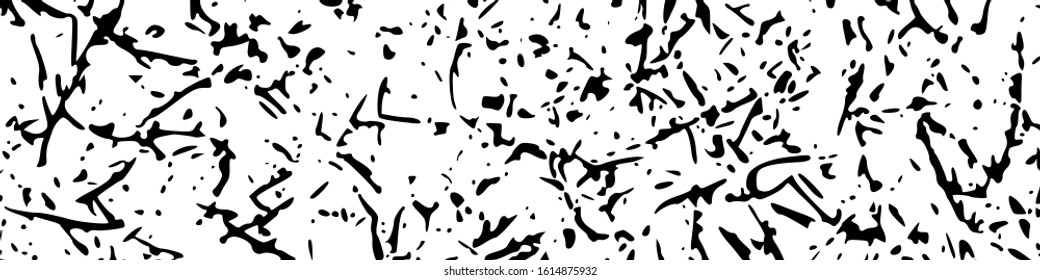 Black and white pattern backdrop. Scratches texture background. Overlay grunge. Wide horizontal long banner for site. Vector illustration,eps 10.