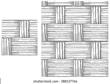 Black and white  pattern of basketry. Vector seamless backgrounds with patterns of basketry of Wickers