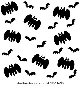 Black and white pattern, bats. Pattern for Halloween. Background image with bats.