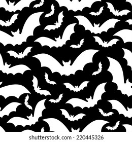 black and white pattern with bats, halloween theme