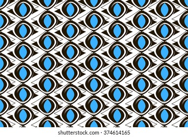 Black and white pattern with blue ovals