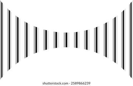 Black and White Pattern with Bold Symmetrical Stripes Creating a High-Contrast Optical Illusion